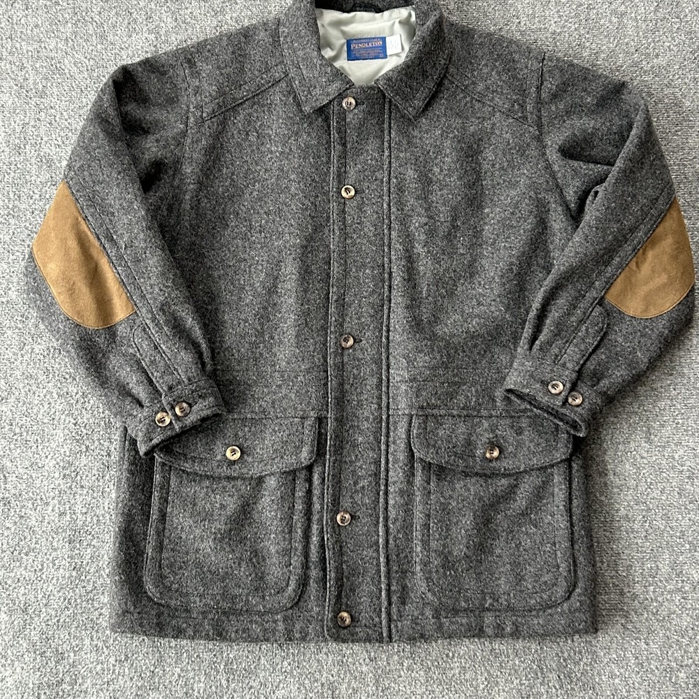 Pendleton Jacket Mens Medium‎ Gray Wool Thinsulate Lined Made USA Elbow Patches